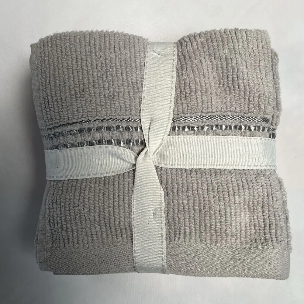 Novo Bath Washcloths Smoke Gray Set Of 6 13x13 Inch 100% Cotton